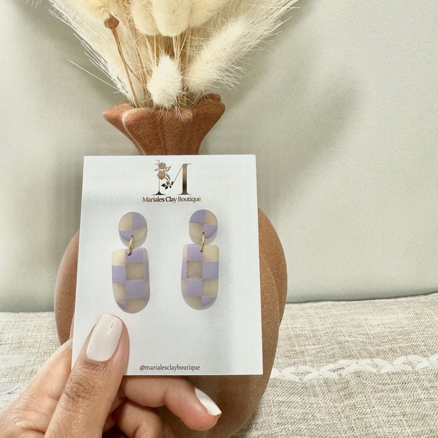 Purple Translucent Checkered Dangles