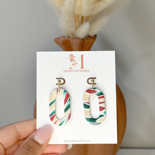 Oval Dangles in (Red, Green, and Cream)