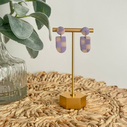 Purple Translucent Checkered Dangles