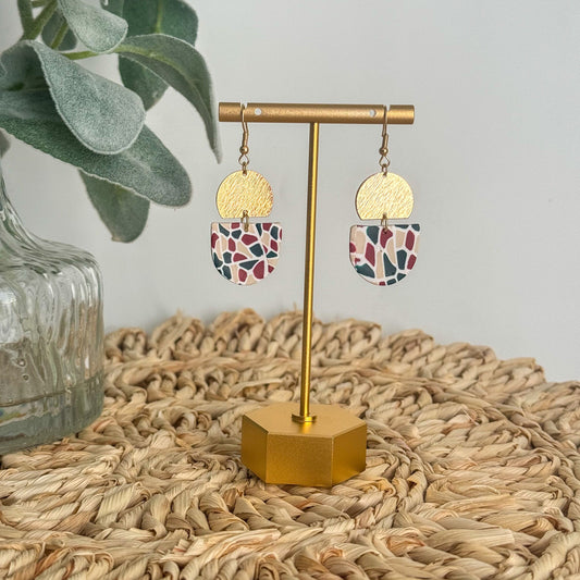 Terrazzo Dangles in (White, Green, Red, and Cream)